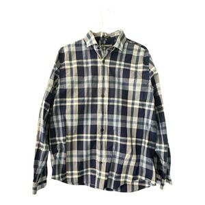 Express Shirt Mens XL Xtra Lg. Button Up Long‎ Sleeve Modern Fit Blue Plaid EUC